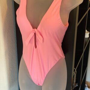 The Bikini Lab Pretty in Pink Low Back Hi-Cut Leg One Piece Swimsuit Size Medium
